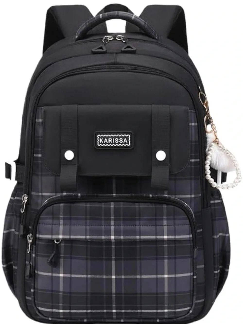 Black Plaid Women's Backpack - Stylish Everyday Bag